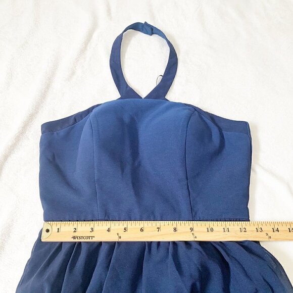 ModCloth blue ombre halter chiffon‎ flowy maxi formal dress - Picture 11 of 12